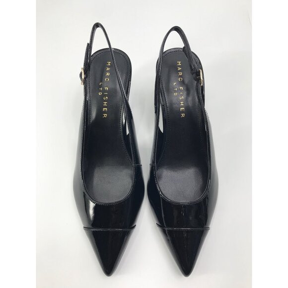 Marc Fisher Blakeley Slingback Pump Heel Black Patent Leather Size 7 NEW - Picture 2 of 7